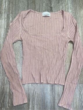 Urban Outfitters Square Neck Long Sleeved Mauve Top Size Small